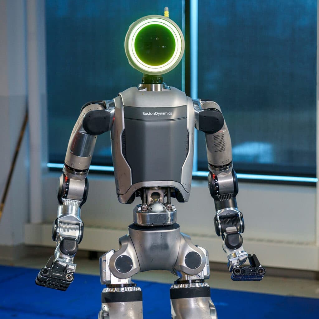 All-electric Atlas humanoid robot from Boston Dynamics — three-angle composite