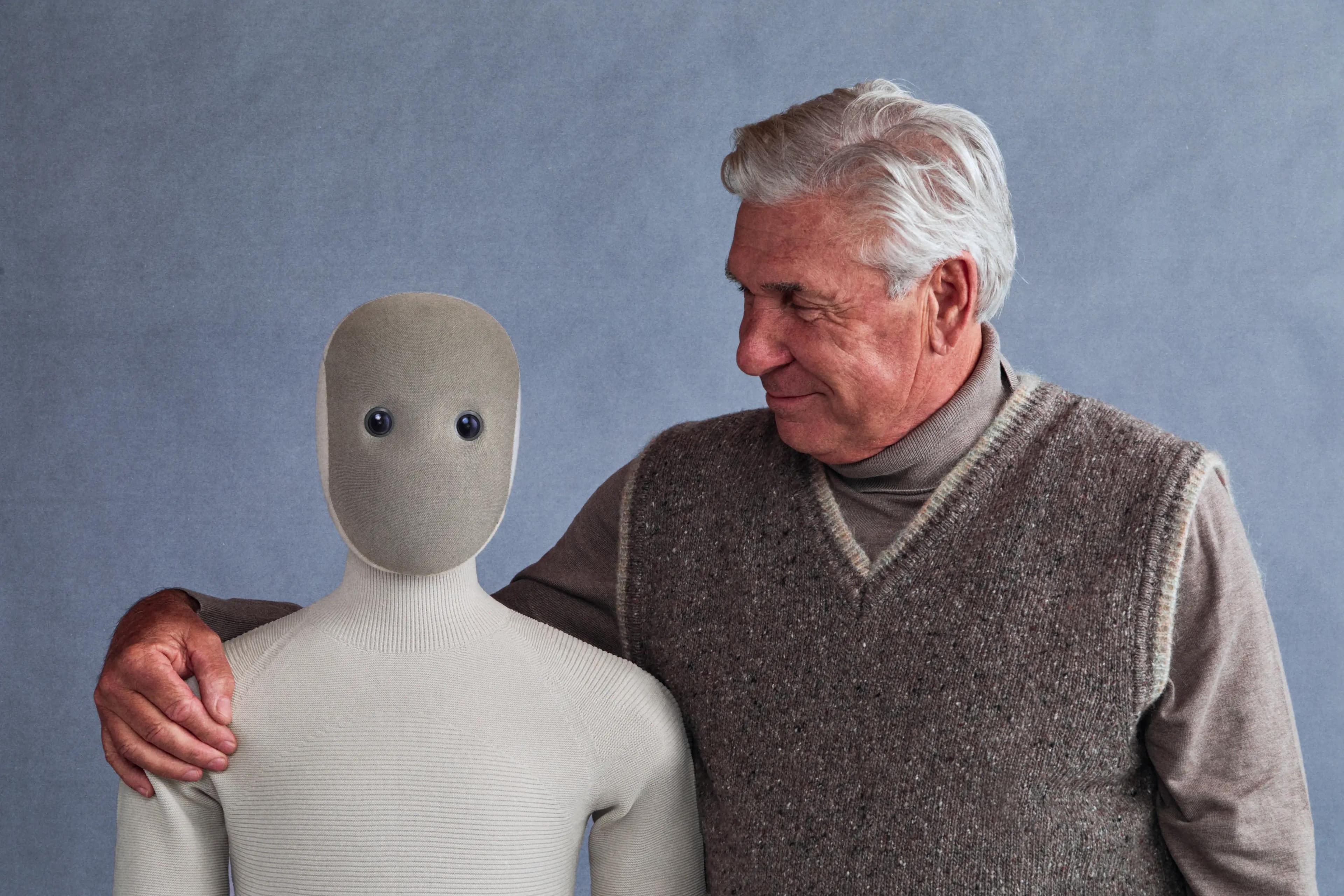 1X Neo soft-textile humanoid robot in a domestic setting