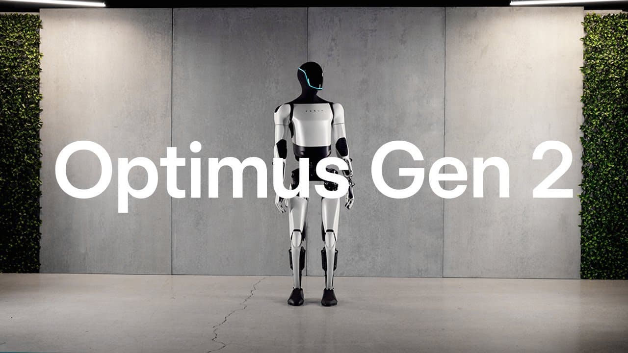 Tesla Optimus Gen 2 humanoid prototype from the official reveal video